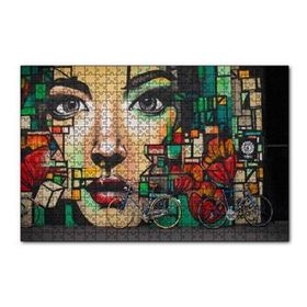 Cakapuzzle Duvar Boyama Kadın Yüzü ve Bisikletler 120 Parça Ahşap Puzzle