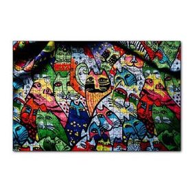 Cakapuzzle Duvar Boyama Rengarenk Kediler Çizim 120 Parça Ahşap Puzzle