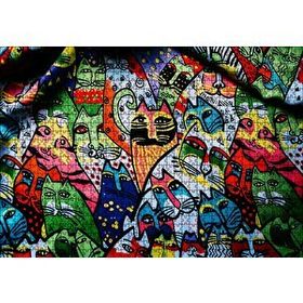 Cakapuzzle Duvar Boyama Rengarenk Kediler Çizim 120 Parça Ahşap Puzzle