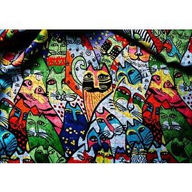 Cakapuzzle Duvar Boyama Rengarenk Kediler Çizim 500 Parça Puzzle