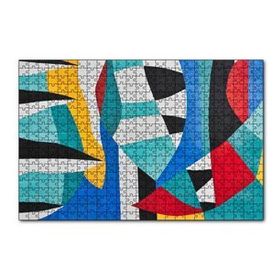 Cakapuzzle Duvar Boyama Renkler Kavisler ve Şeritler 120 Parça Ahşap Puzzle