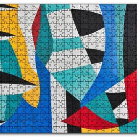 Cakapuzzle Duvar Boyama Renkler Kavisler ve Şeritler Mdf 120 Parça Puzzle