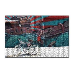 Cakapuzzle Duvar Boyama ve Önünde Bisikletler 120 Parça Ahşap Puzzle