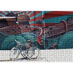 Cakapuzzle Duvar Boyama ve Önünde Bisikletler 120 Parça Ahşap Puzzle