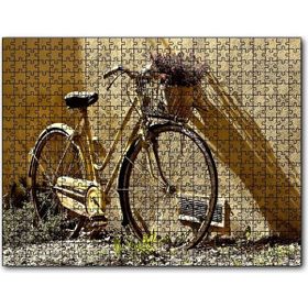 Cakapuzzle Duvar Önünde Eski Sarı Bisiklet Mdf 255 Parça Puzzle