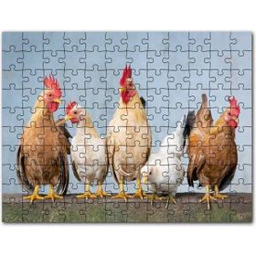 Cakapuzzle Duvarın Üstünde Kahverengi Beyaz Tavuklar Mdf 1000 Parça Puzzle