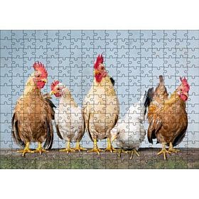 Cakapuzzle Duvarın Üstünde Kahverengi Beyaz Tavuklar Mdf 255 Parça Puzzle