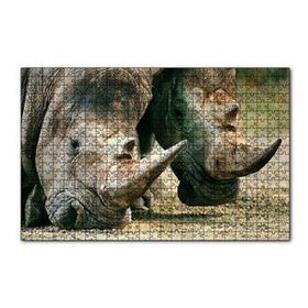 Cakapuzzle Efsanevi Gergedanlar Yakın Çekim 120 Parça Ahşap Puzzle
