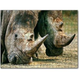 Cakapuzzle Efsanevi Gergedanlar Yakın Çekim Mdf 255 Parça Puzzle
