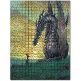 Cakapuzzle Ejderha Çocuk ve Günbatımında Bulutlu Gökler Ahşap 255 Parça Puzzle