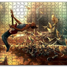 Cakapuzzle Elektrogitar Güvercinler ve Güneş Işıkları Mdf 1000 Parça Puzzle