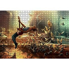 Cakapuzzle Elektrogitar Güvercinler ve Güneş Işıkları Mdf 1000 Parça Puzzle