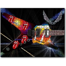 Cakapuzzle Elektrogitar Kırmızı Dudaklar ve Dil Mdf 120 Parça Puzzle