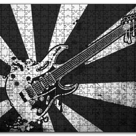 Cakapuzzle Elektrogitar Siyah Beyaz Kesitler Notalar Mdf 1000 Parça Puzzle