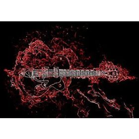 Cakapuzzle Elektrogitar ve Kırmızı Alevler Mdf 1000 Parça Puzzle