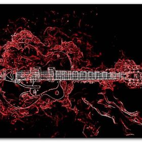 Cakapuzzle Elektrogitar ve Kırmızı Alevler Mdf 500 Parça Puzzle