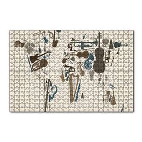 Cakapuzzle Enstrümanlardan Oluşan Dünya Haritası 120 Parça Ahşap Puzzle