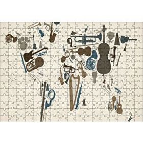 Cakapuzzle Enstrümanlardan Oluşan Dünya Haritası 120 Parça Ahşap Puzzle