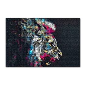 Cakapuzzle Erkek Aslan Renkli Fırça Darbeleri Siyah Zemin 120 Parça Ahşap Puzzle