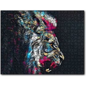 Cakapuzzle Erkek Aslan Renkli Fırça Darbeleri Siyah Zemin 255 Parça Puzzle