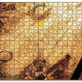 Cakapuzzle Eski Dünya Haritası Dürbün Pusula ve Usturlab Mdf 1000 Parça Puzzle