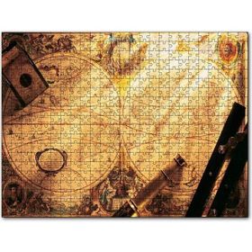 Cakapuzzle Eski Dünya Haritası Dürbün Pusula ve Usturlab Mdf 120 Parça Puzzle