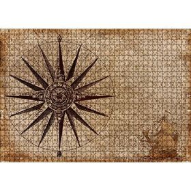 Cakapuzzle Eski Dünya Haritası Üzerinde Pusula 1000 Parça Mdf Puzzle