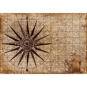 Cakapuzzle Eski Dünya Haritası Üzerinde Pusula 120 Parça Puzzle