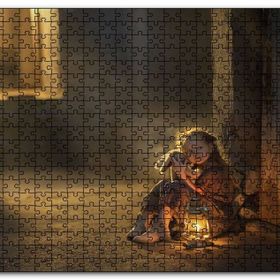 Cakapuzzle Eski Ev Kız Çocuğu Fener Oyuncak Görseli Mdf 120 Parça Puzzle
