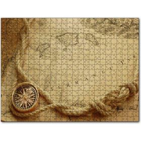 Cakapuzzle Eski Harita Keten Halat ve Pusula 1000 Parça Puzzle