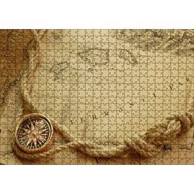 Cakapuzzle Eski Harita Keten Halat ve Pusula 120 Parça Ahşap Puzzle