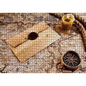 Cakapuzzle Eski Harita Mühürlü Mektup Mum ve Pusula Mdf 1000 Parça Puzzle