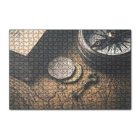 Cakapuzzle Eski Harita Pusula Anahtar ve Demir Paralar 120 Parça Ahşap Puzzle