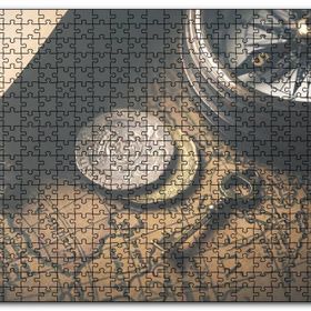 Cakapuzzle Eski Harita Pusula Anahtar ve Demir Paralar Mdf 1000 Parça Puzzle