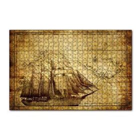 Cakapuzzle Eski Harita Üzerinde Yelkenli Gemi 120 Parça Ahşap Puzzle