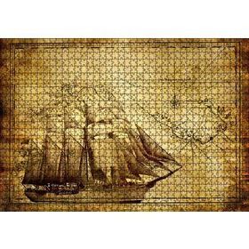 Cakapuzzle Eski Harita Üzerinde Yelkenli Gemi 120 Parça Ahşap Puzzle