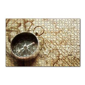Cakapuzzle Eski Harita ve Üzerinde Pusula 120 Parça Ahşap Puzzle