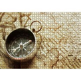 Cakapuzzle Eski Harita ve Üzerinde Pusula 120 Parça Ahşap Puzzle