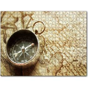Cakapuzzle Eski Harita ve Üzerinde Pusula 120 Parça Puzzle