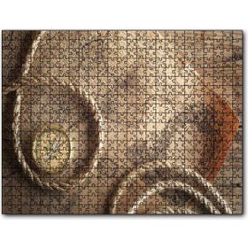 Cakapuzzle Eski İspanya Portekiz Haritası Pusula ve Halat Mdf 500 Parça Puzzle