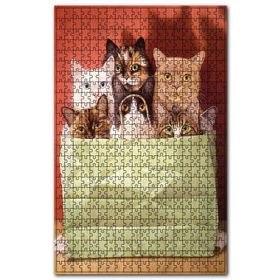 Cakapuzzle Eski Kağıt Çantada Kediler Fareler Görseli Ahşap 255 Parça Puzzle