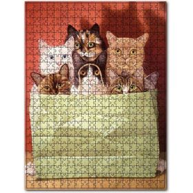 Cakapuzzle Eski Kağıt Çantada Kediler ve Fareler Görseli 1000 Parça Puzzle