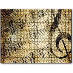 Cakapuzzle Eski Kağıt Dev Sol Anahtarı ve Notalar Mdf 120 Parça Puzzle