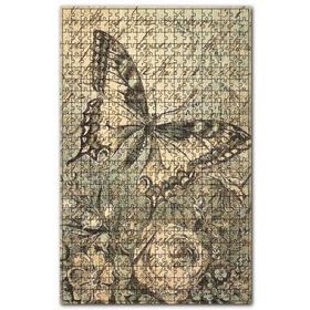 Cakapuzzle Eski Kart Postalda Kelebek Çiçek Görseli Ahşap 255 Parça Puzzle