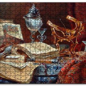 Cakapuzzle Eski Kitaplar Kum Saati Dürbün ve Usturlab Mdf 120 Parça Puzzle