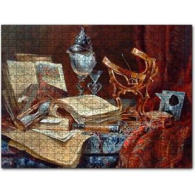 Cakapuzzle Eski Kitaplar Kum Saati Dürbün ve Usturlab Mdf 120 Parça Puzzle