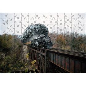 Cakapuzzle Eski Köprü ve Buharlı Kara Tren 120 Parça Ahşap Puzzle