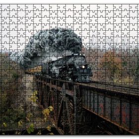 Cakapuzzle Eski Köprü ve Buharlı Kara Tren Mdf 120 Parça Puzzle
