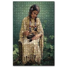 Cakapuzzle Eski Kucağında Tilki Kızılderili Kız Çocuğu Ahşap 1000 Parça Puzzle