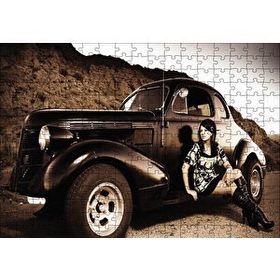 Cakapuzzle Eski Model Araba ile Kız 120 Parça Puzzle
